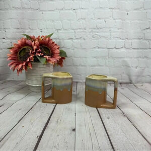 vintage rodolfo padilla drip glaze mugs signed set of two southwest cottage